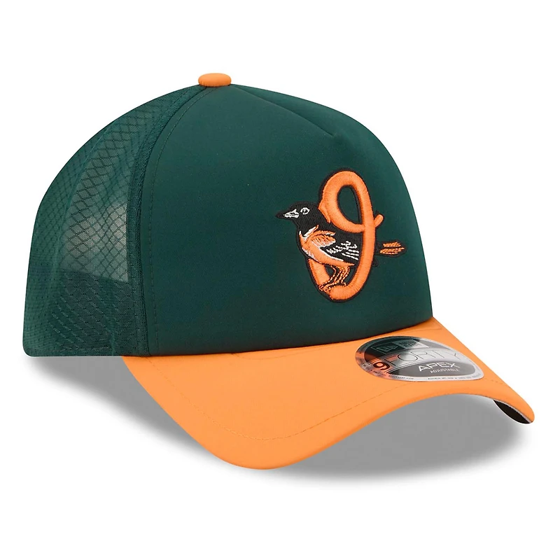 Casquette ajustable New Era Apex 9FORTY 2026 des Baltimore Orioles, orange/vert foncé