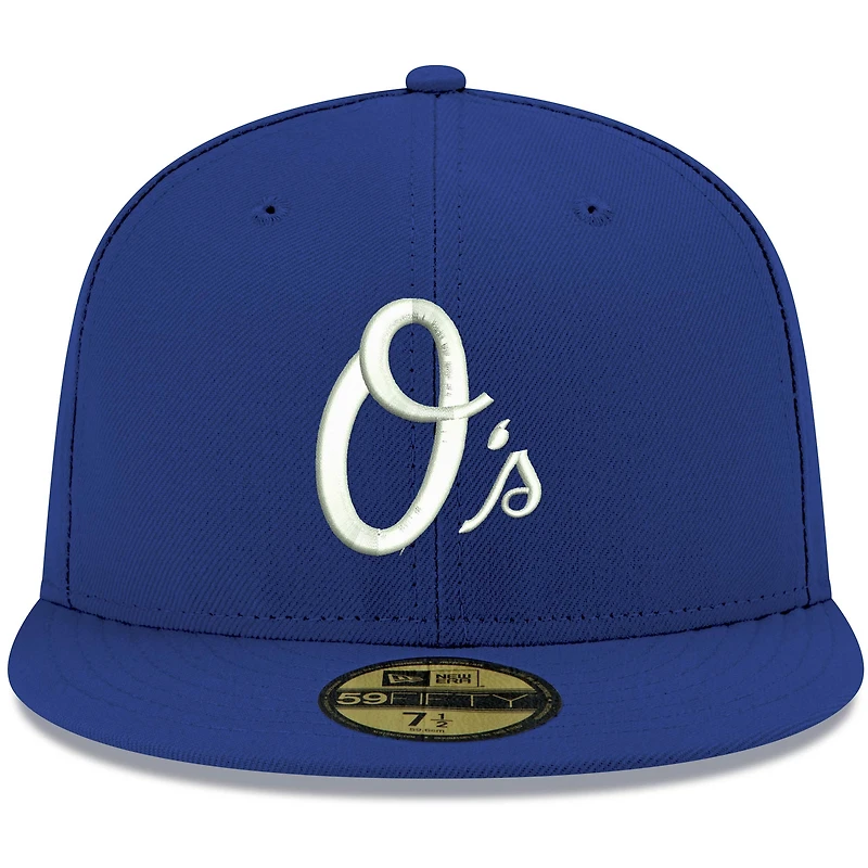 Casquette ajustée 59FIFTY Royal Baltimore Orioles Logo blanc pour homme New Era
