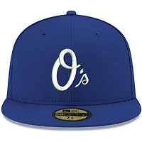 Casquette ajustée 59FIFTY Royal Baltimore Orioles Logo blanc pour homme New Era