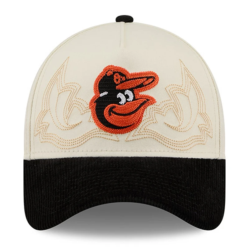 Men's New Era Stone Baltimore Orioles Western Stitch 9FORTY A-Frame Adjustable Hat