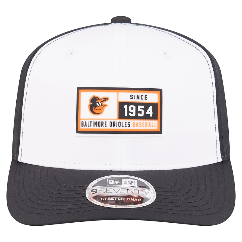 Men's New Era White/Black Baltimore Orioles Established Patch 9SEVENTY Adjustable Hat