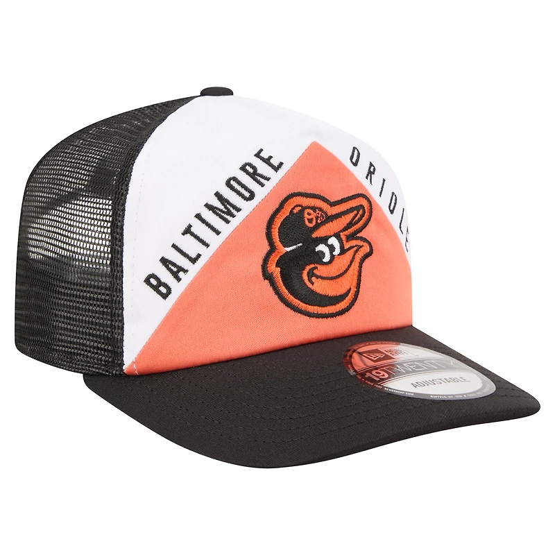Men's New Era White/Black Baltimore Orioles Retro Cut 19TWENTY Adjustable Trucker Hat