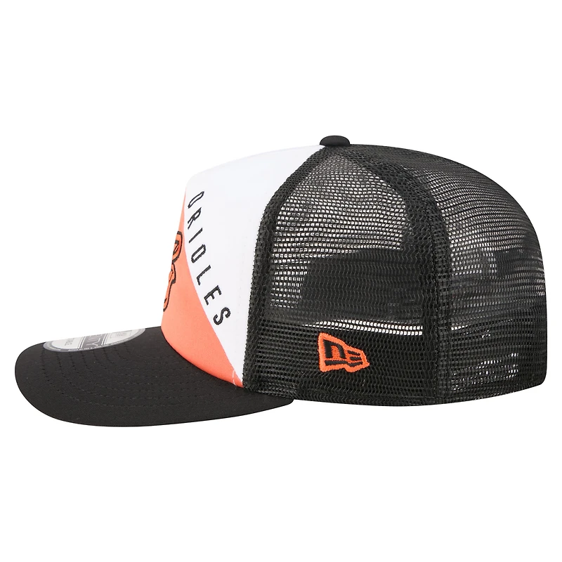 Men's New Era White/Black Baltimore Orioles Retro Cut 19TWENTY Adjustable Trucker Hat