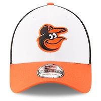 Casquette New Era 39THIRTY Flex blanche/orange des Baltimore Orioles de la MLB pour homme
