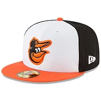 Casquette ajustée 59FIFTY du Temple de la renommée baseball national des Orioles Baltimore New Era pour hommes, blanc/orange