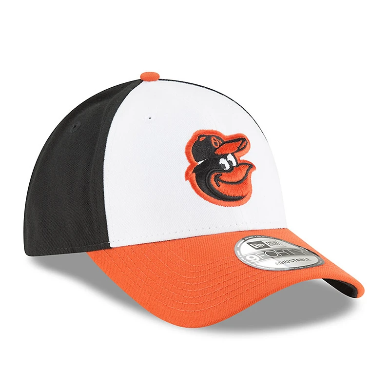 Casquette ajustable New Era blanche pour homme, logo des Orioles de Baltimore, League 9FORTY