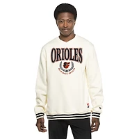 Sweat-shirt rétro blanc New Era pour homme, style Baltimore Orioles