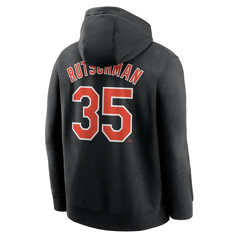Sweat à capuche Nike Adley Rutschman pour homme avec nom et numéro de joueur du club des Orioles Baltimore, noir