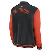 Men's Nike Black/Orange Baltimore Orioles Authentic Collection Dugout Relaxed Full-Zip Bomber Jacket
