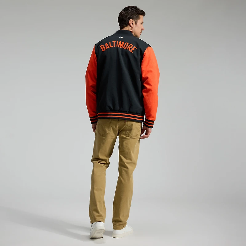 Men's Nike Black/Orange Baltimore Orioles Authentic Collection Dugout Relaxed Full-Zip Bomber Jacket