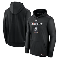 Men's Nike  Black Baltimore Orioles Authentic Collection City Connect Therma Pullover Hoodie