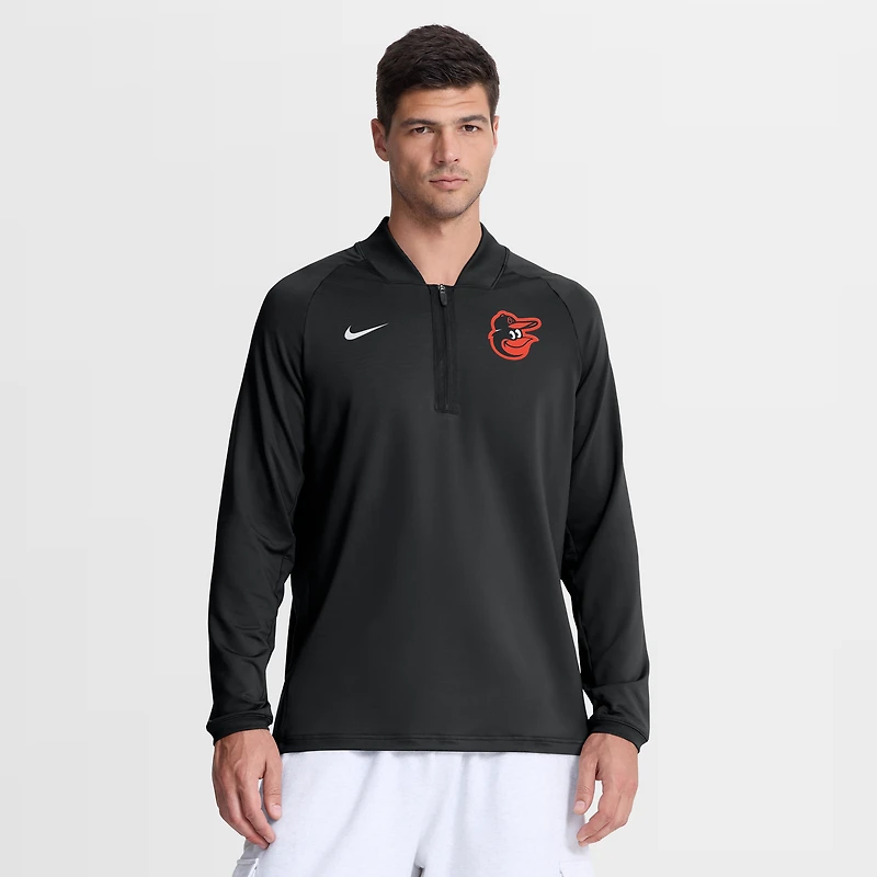 Men's Nike Black Baltimore Orioles Authentic Collection Dri-FIT Raglan Half-Zip Pullover