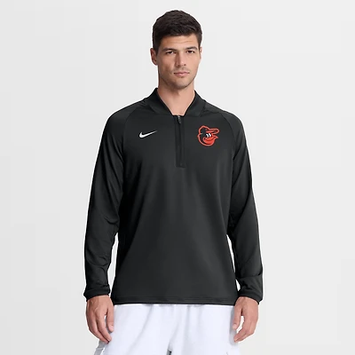 Men's Nike Black Baltimore Orioles Authentic Collection Dri-FIT Raglan Half-Zip Pullover