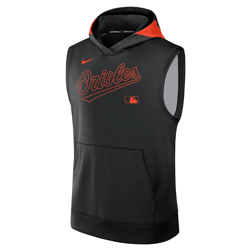 Sweat à capuche sans manches Nike Baltimore Orioles Authentic Collection Dri-FIT noir pour homme