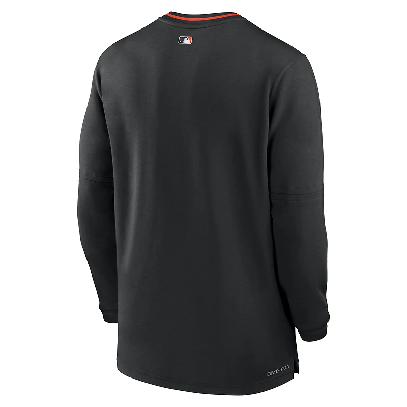 Haut Nike Performance demi-zippé noir Baltimore Orioles Authentic Collection pour homme