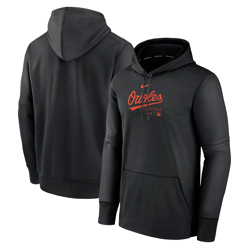 Sweat à capuche Nike noir Baltimore Orioles Authentic Collection Performance pour homme