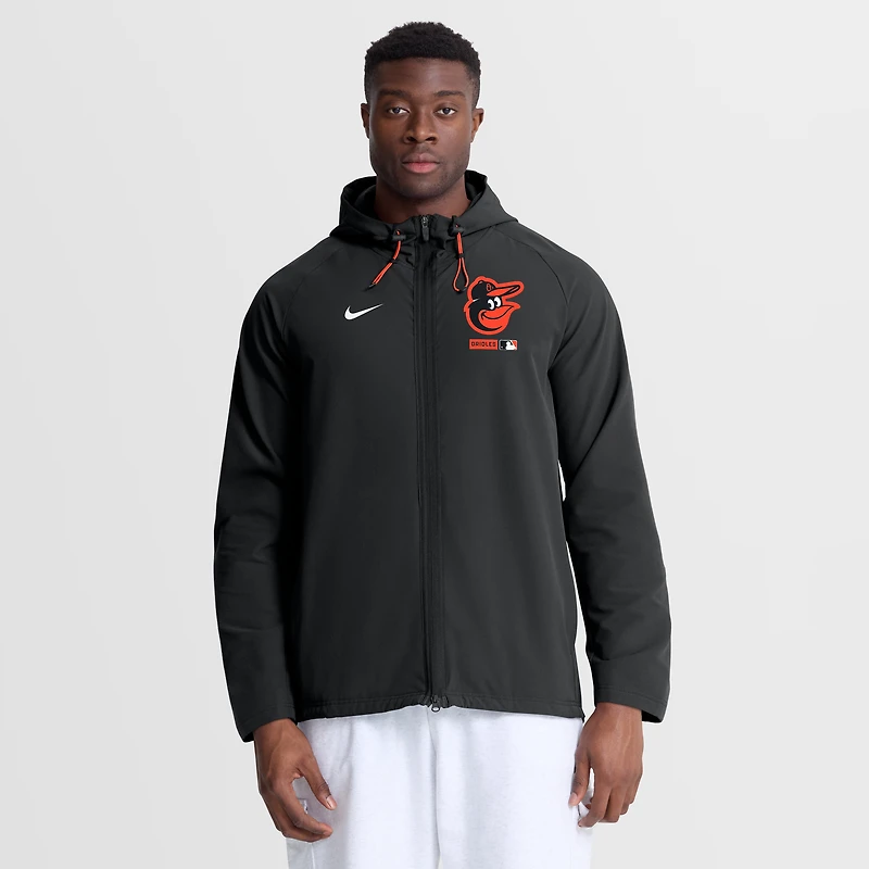 Men's Nike Black Baltimore Orioles Authentic Collection Raglan Therma-FIT Full-Zip Hooded Jacket