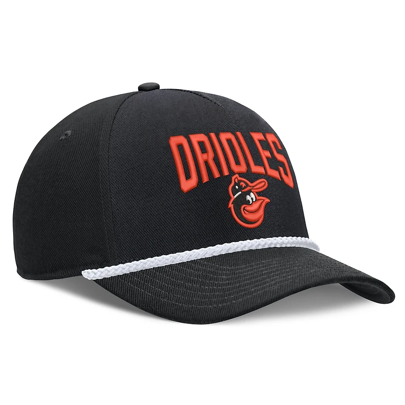 Casquette ajustable Nike noire Baltimore Orioles Cooperstown Rise pour homme