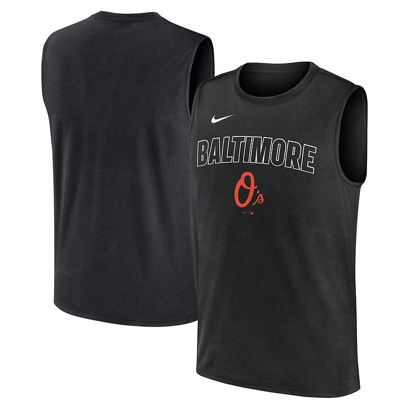 Men's Nike Black Baltimore Orioles Knockout Dri-FIT Muscle Tank Top