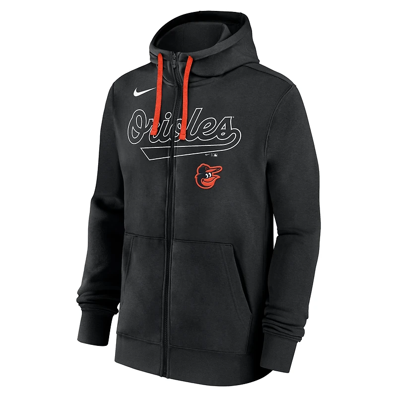 Men's Nike Black Baltimore Orioles Knockout Script Full-Zip Hoodie
