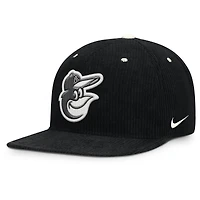 Men's Nike  Black Baltimore Orioles Pro Corduroy Structured Snapback Hat