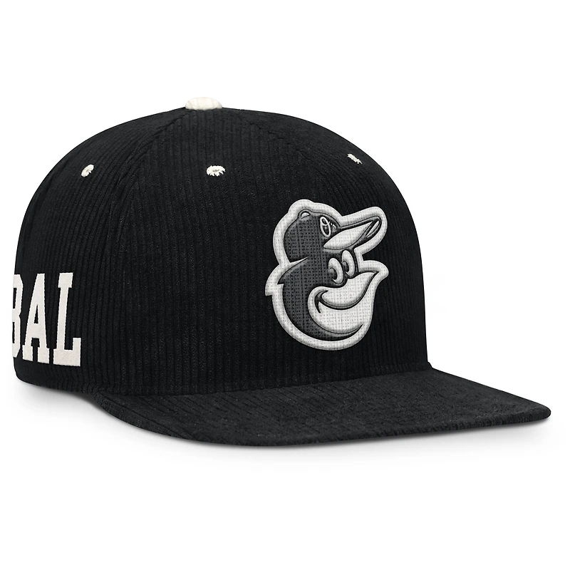Casquette structurée à fermeture snapback Nike Baltimore Orioles Pro en velours côtelé noir pour homme