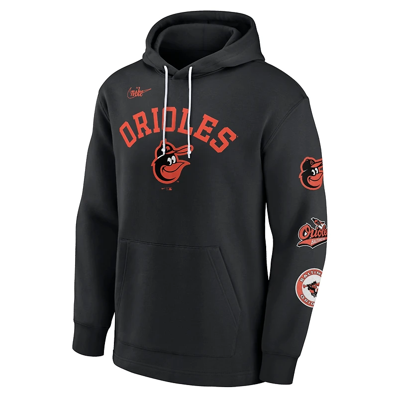 Men's Nike Black Baltimore Orioles Rewind Lefty Pullover Hoodie