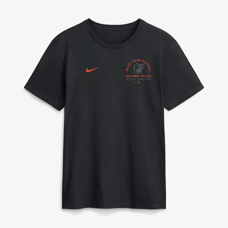 T-shirt Nike noir pour homme avec logo divisé des Orioles de Baltimore