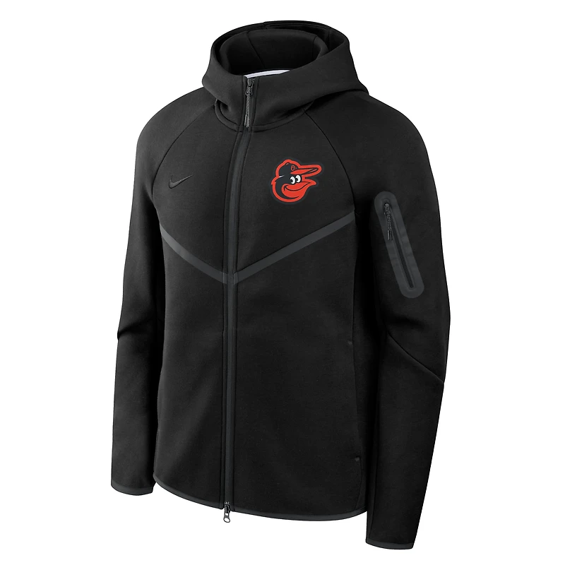 Men's Nike Black Baltimore Orioles Tech Fleece Raglan Full-Zip Windrunner Hoodie