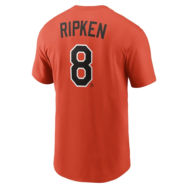 Men's Nike Cal Ripken Jr. Orange Baltimore Orioles Cooperstown Collection Name & Number T-Shirt