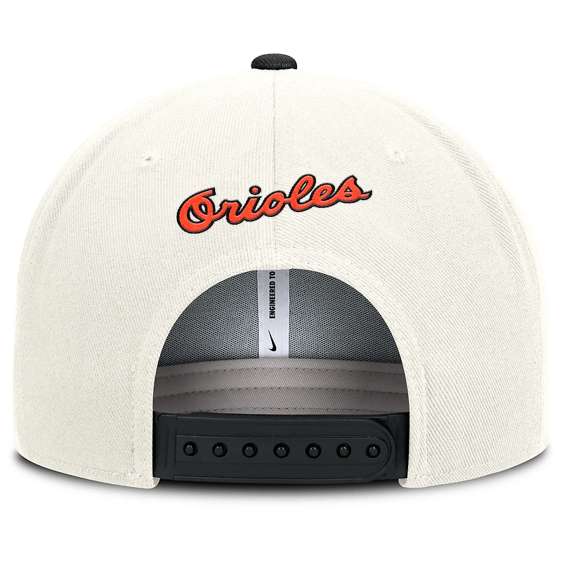 Men's Nike Cream/Black Baltimore Orioles Cooperstown Pro Dri-FIT Snapback Hat