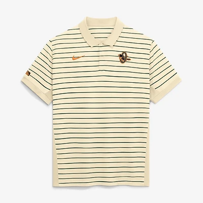 Polo Nike Authentic Collection City Connect rayé Victory Dri-FIT couleur crème pour homme, Baltimore Orioles