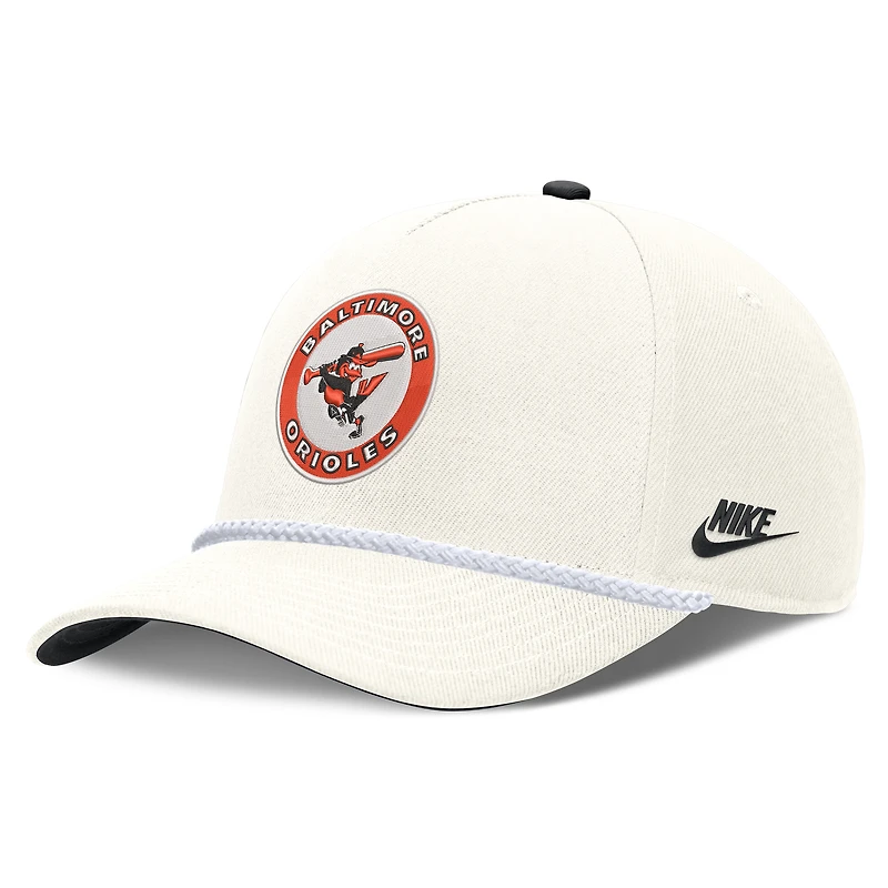 Casquette ajustable Nike crème Baltimore Orioles Cooperstown Rise pour homme
