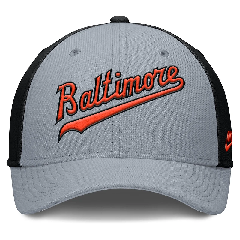 Men's Nike Gray/Black Baltimore Orioles Rise Swoosh Performance Flex Hat