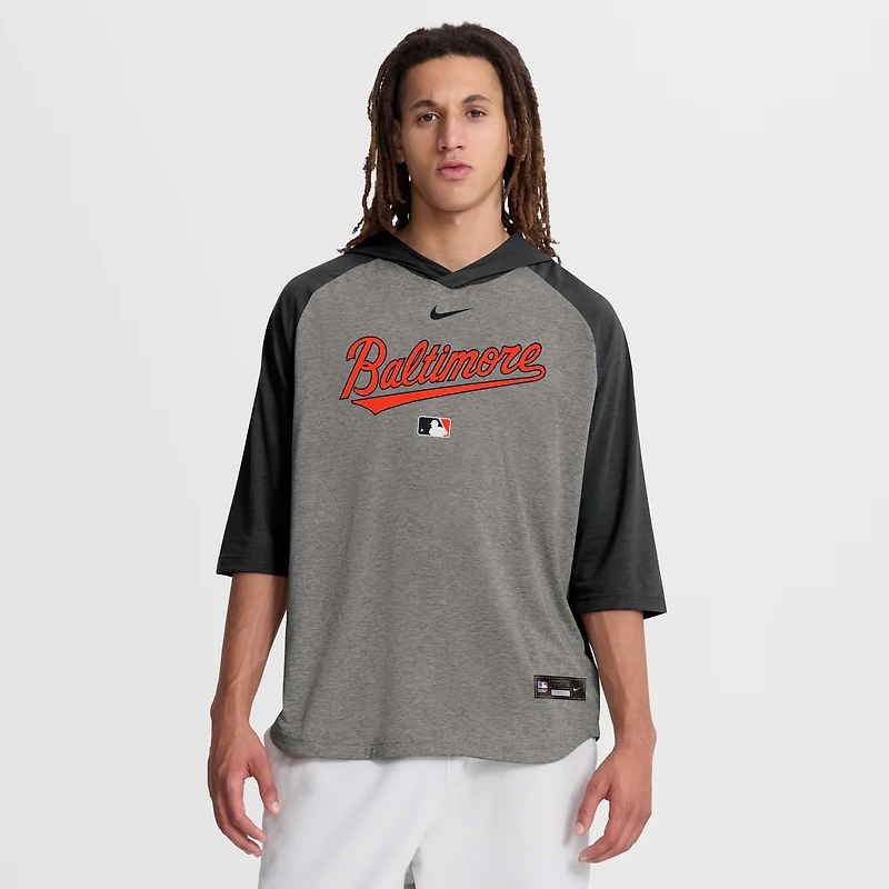 T-shirt à capuche Nike Authentic Collection Flux Dri-FIT gris Baltimore Orioles pour homme