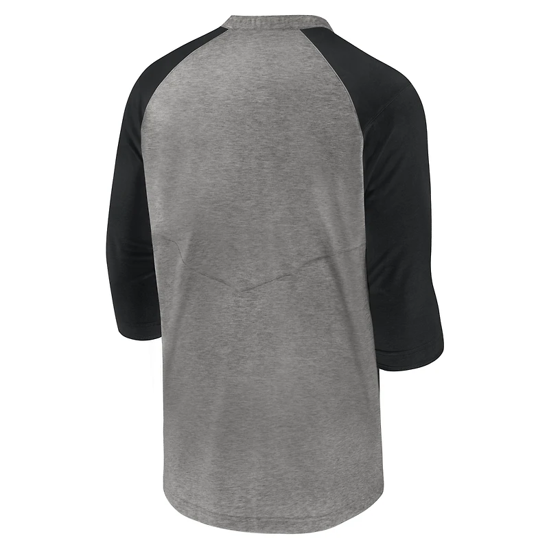 T-shirt Henley Flux Authentic Collection pour homme, gris, Baltimore Orioles, manches 3/4
