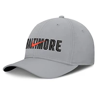 Casquette Nike Primetime Rise Dri-FIT Flex grise pour homme, Baltimore Orioles