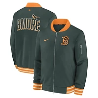 Veste bomber zippée décontractée Nike verte Baltimore Orioles 2026 City Connect Authentic Collection pour homme
