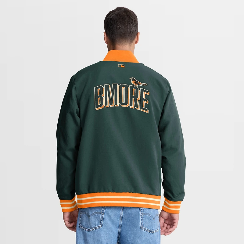 Veste bomber zippée décontractée Nike verte Baltimore Orioles 2026 City Connect Authentic Collection pour homme
