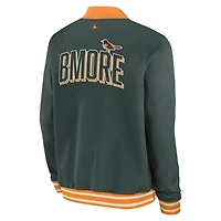 Men's Nike Green Baltimore Orioles 2026 City Connect Authentic Collection Relaxed Full-Zip Bomber Jacket