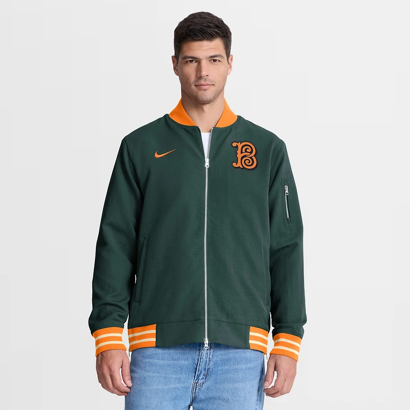 Men's Nike Green Baltimore Orioles 2026 City Connect Authentic Collection Relaxed Full-Zip Bomber Jacket