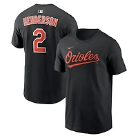 T-shirt Nike Gunnar Henderson noir pour homme, avec nom et numéro des Orioles de Baltimore