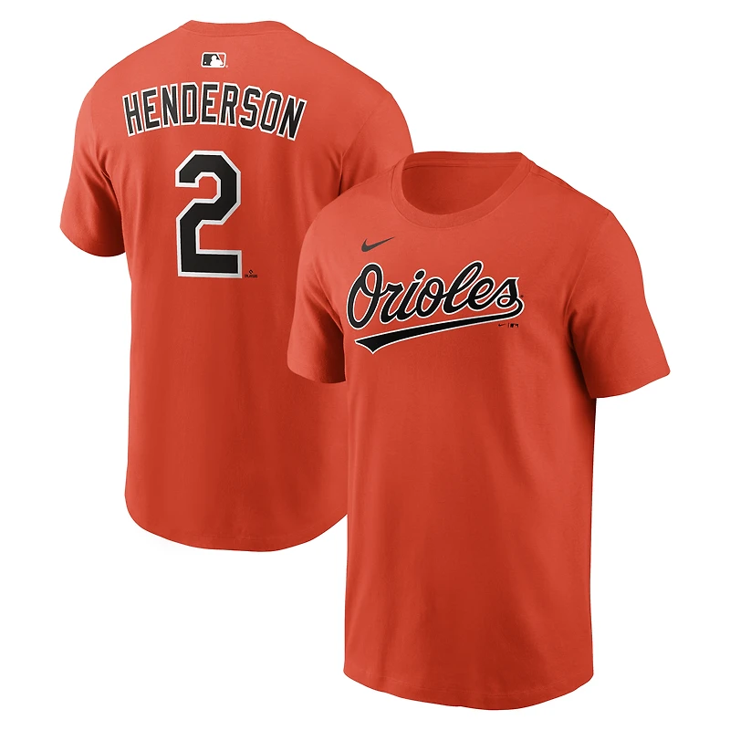 T-shirt Nike Gunnar Henderson orange des Orioles de Baltimore pour homme, avec nom et numéro