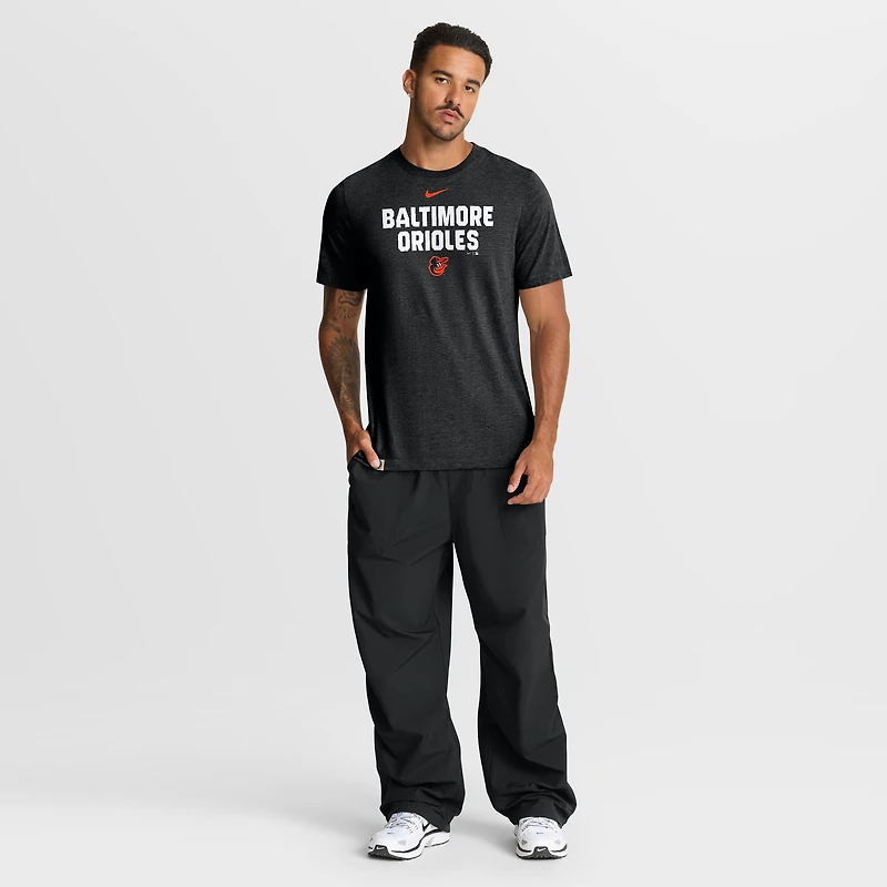 Men's Nike Heather Black Baltimore Orioles Stacked Tri-Blend T-Shirt