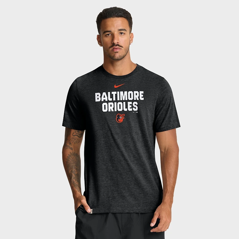 Men's Nike Heather Black Baltimore Orioles Stacked Tri-Blend T-Shirt
