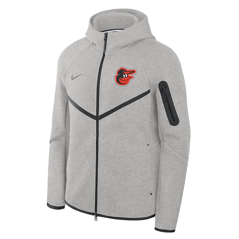 Men's Nike  Heather Charcoal Baltimore Orioles Tech Fleece Windrunner Full-Zip Hoodie Jacket