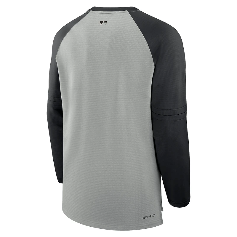 Men's Nike Heather Gray/Black Baltimore Orioles Authentic Collection Game Time Raglan Performance Long Sleeve T-Shirt