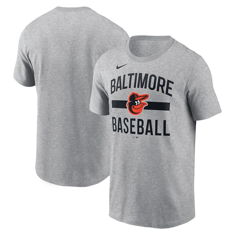 T-shirt arqué gris chiné Nike pour homme des Orioles de Baltimore