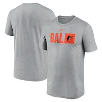 T-shirt Nike Tricode Legend Performance gris chiné pour homme des Baltimore Orioles