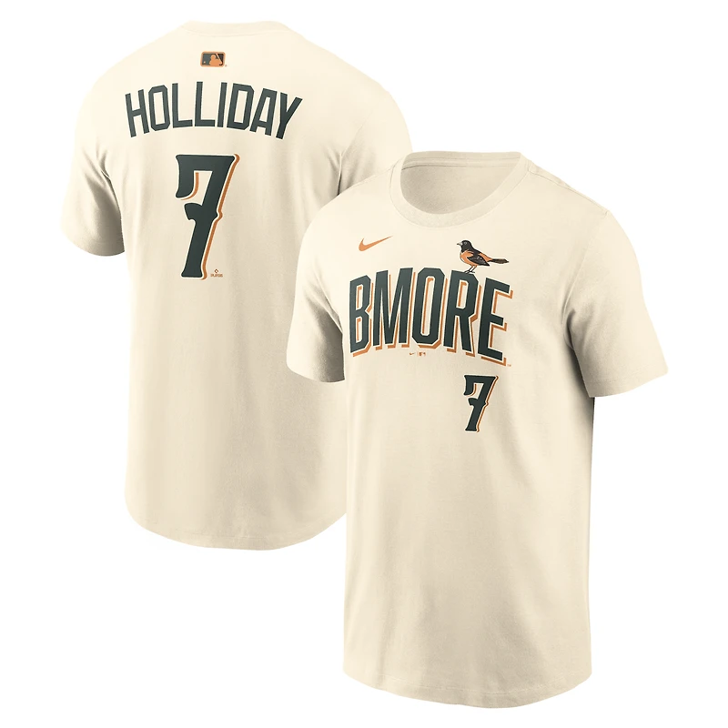 T-shirt Nike Jackson Holliday crème Baltimore Orioles 2026 City Connect avec nom et numéro pour homme